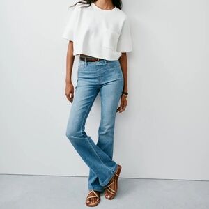 NWOT SPANX Shape EveryWear Stonewash Blue Flare Jeans Size S Denim ~ Comfy!